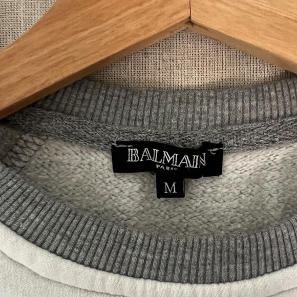 Balmain Heather Gray and Ivory Crewneck - Picture 3 of 4